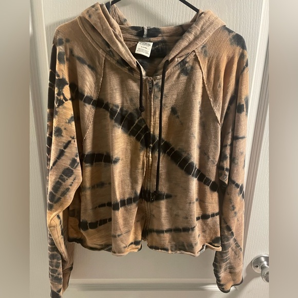 Victoria’s Secret Pink Brand Summer Lounge Full Zip Down Brown and Black Tie Dye - Picture 7 of 7